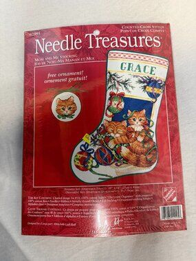 Vintage Needle Treasures "Mom and Me Stocking" Counted Cross Stitch Kit (#02995